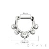 MULTI GEM CZ LOTUS FLOWER PEACKOCK RADIANCE SEPTUM HINGED CLICKER